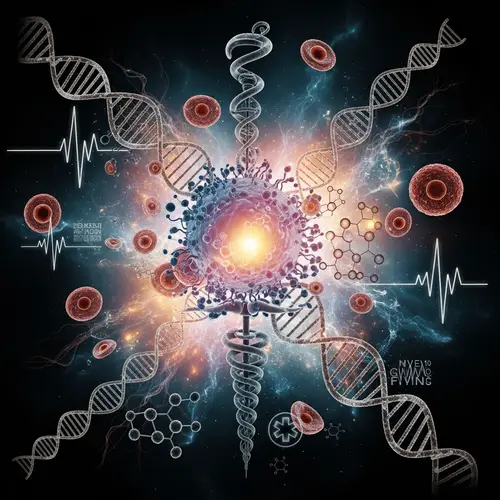 Abstract Biomedical Scene | Fusion of Cells, DNA, Medical Symbols