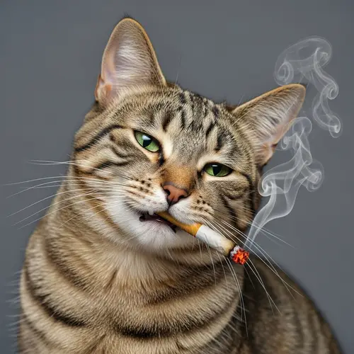Enigmatic Smoking Cat Picture | Unconventional & Humorous Scene