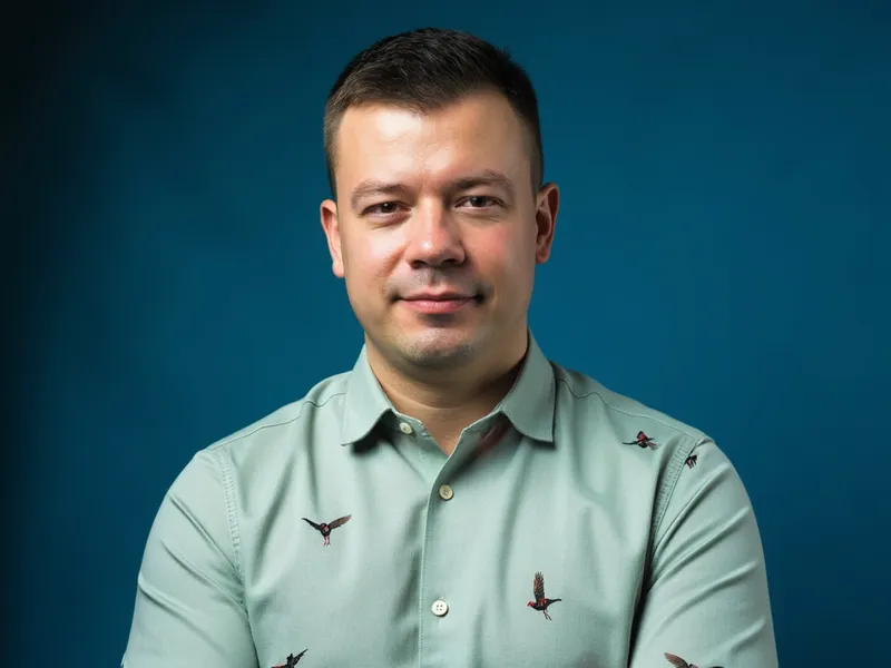 Stylish Model Headshot in Sea-Green with Crane Pattern