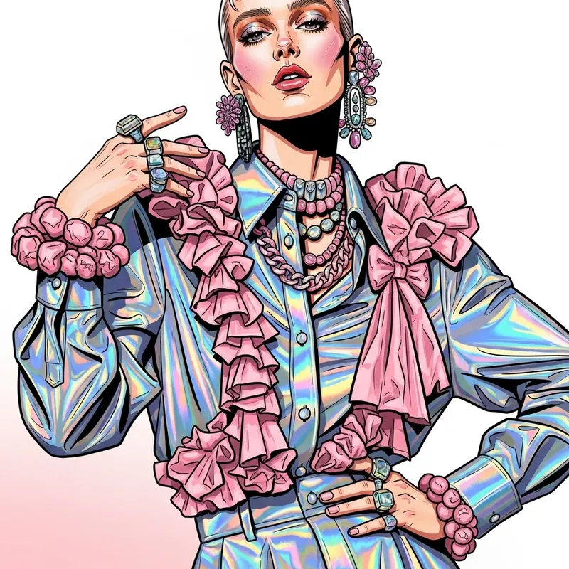 Dutch Model in Holographic Foil Fashion