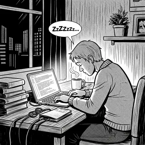 Creative Black & White Comic of a Laptop User