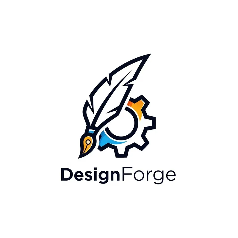 Sleek Quill & Gear Logo: Artistic Graphic Design