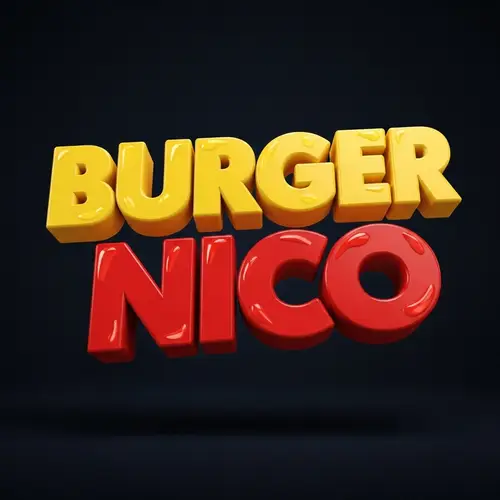 3D Burger Nico in Vibrant Red & Yellow Colors