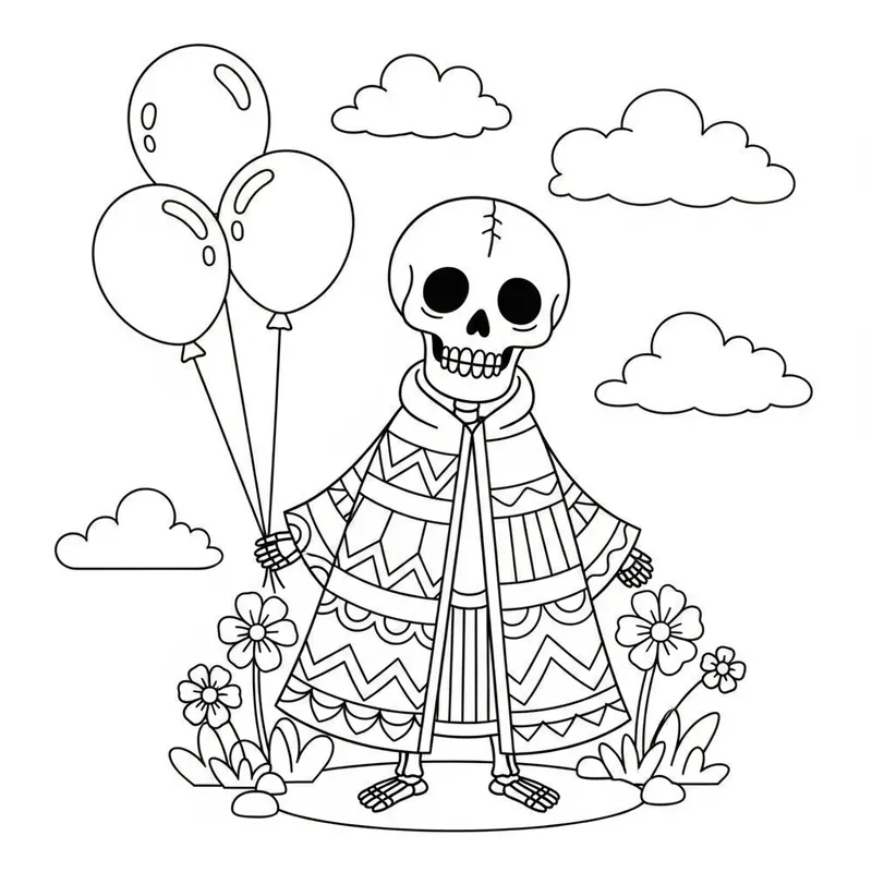 Whimsical Death Coloring Page for Children - Creative Design