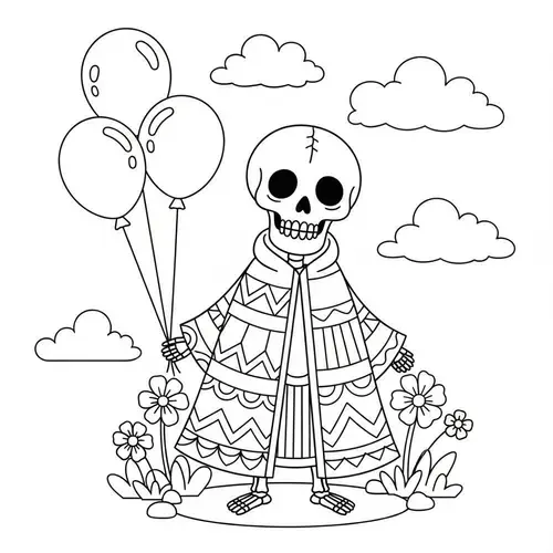 Whimsical Death Coloring Page for Kids - Fun and Friendly Design