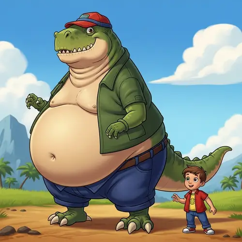 Friendly Overweight Dinosaur Cartoon | Prehistoric TV Show Style
