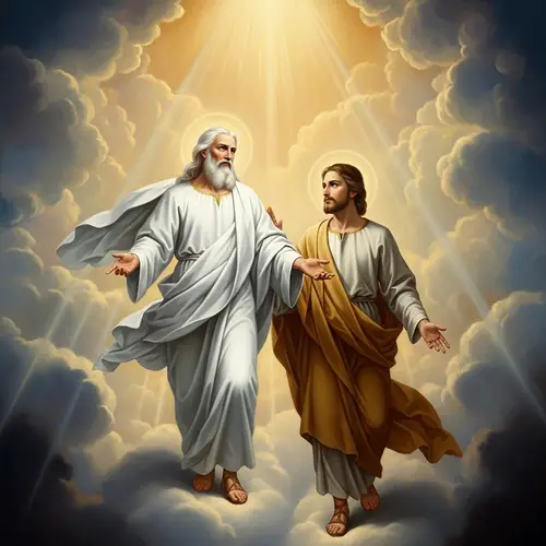 Divine Scene with Ethereal Beings - Heavenly Oil Painting