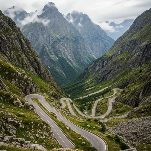 Dramatic High Mountain Road: Beauty and Danger Nature View