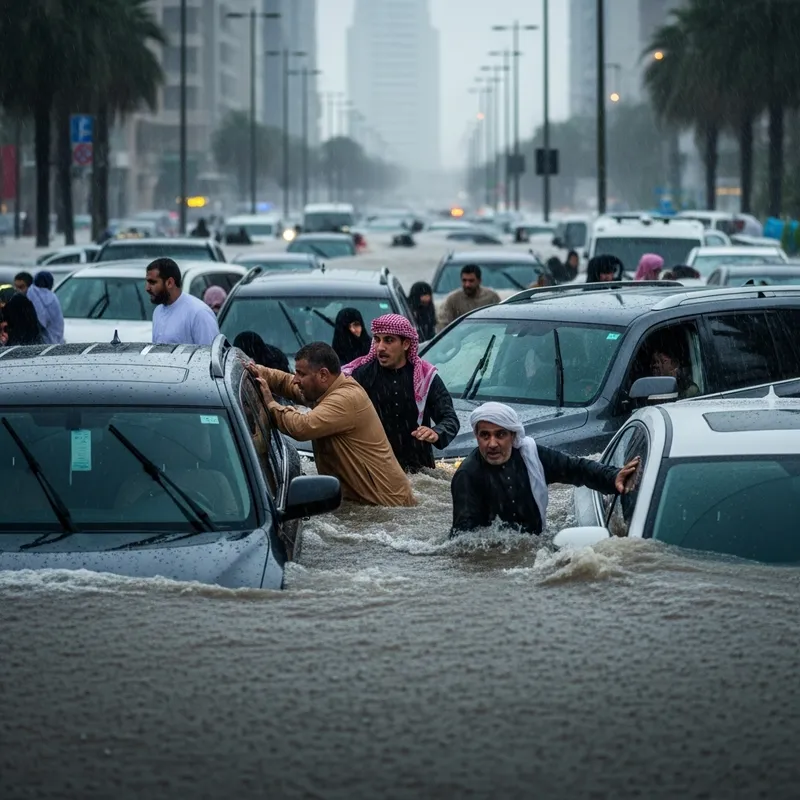 Catastrophic Floods in Dubai: A Desperate Escape