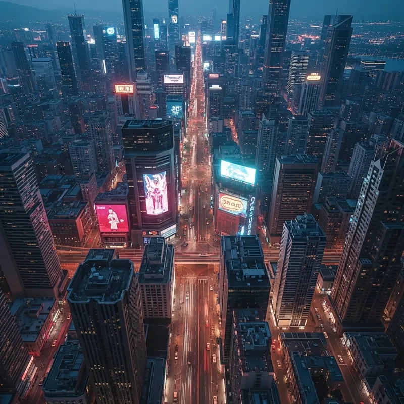 Cyberpunk Cityscape Dusk View | Vibrant Neon Lights