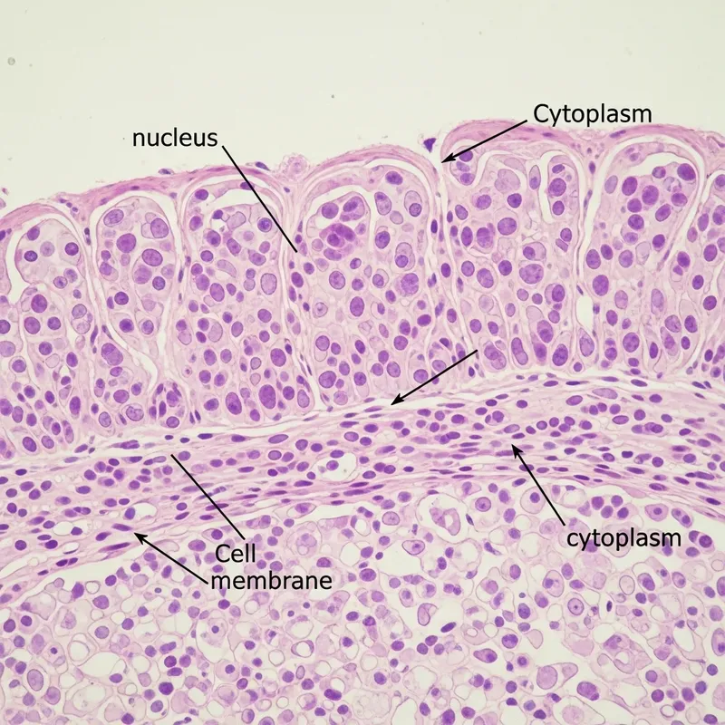 Simple Squamous Epithelium in Kidney Microscopic View