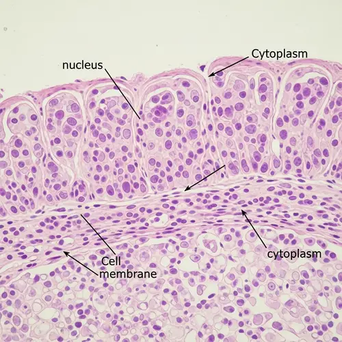 Detailed Microscopic View of Simple Squamous Epithelium in Kidney