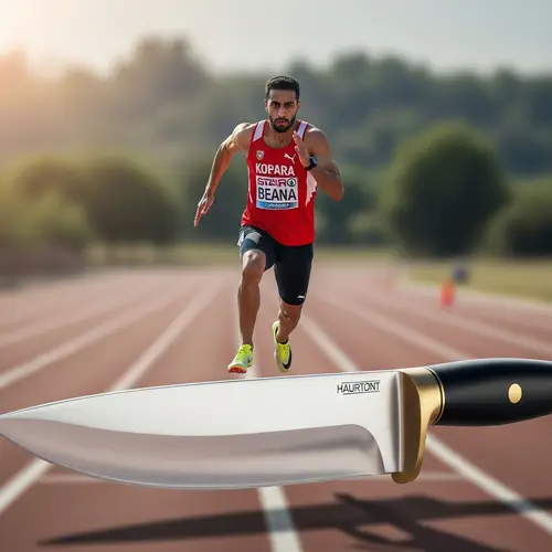 Man Sprinting on Giant Knife - Unique Athletic Challenge