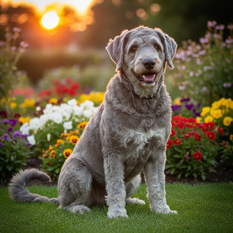 Charming Grey Chartreux Dog in Beautiful Garden