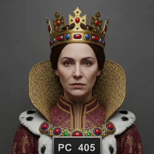 Fictional Queen Medieval Era Mug Shot - Regal Robes & Crown