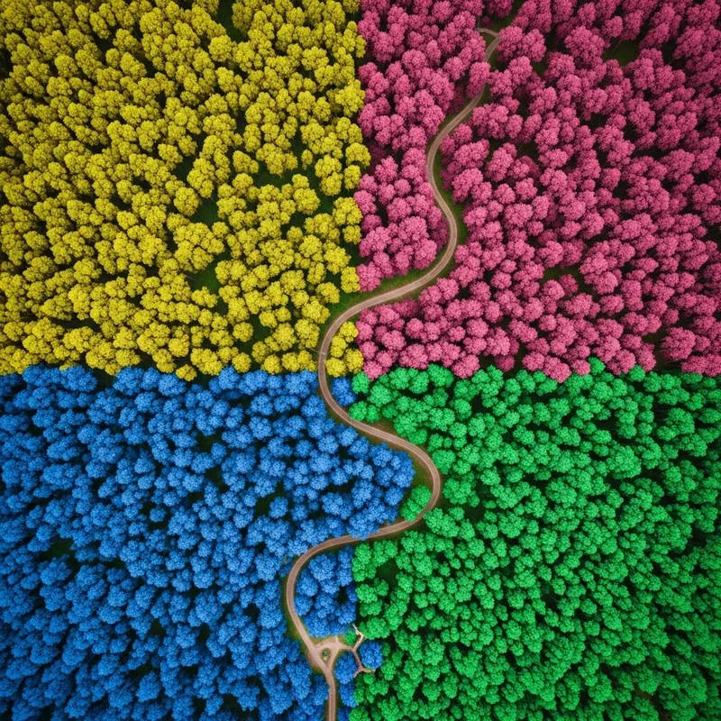 Bird's Eye View of Colorful Forest Map