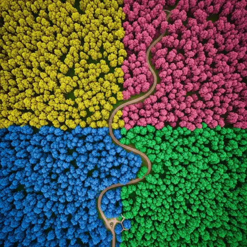 Bird's Eye View of Colorful Forest Map