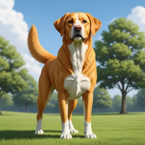 Radiant Labrador Retriever | Playful Dog in Grass Park