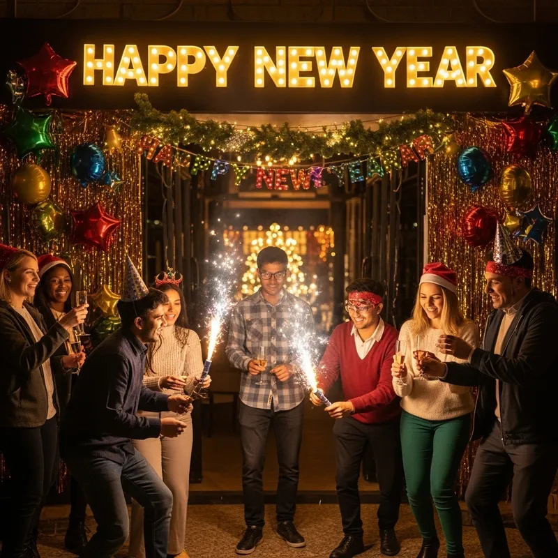 Vibrant New Year Celebration: Joyful Decor & Festive Moments