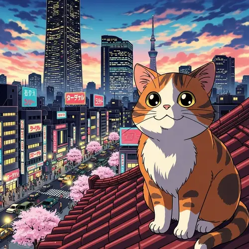 Cute Cat in Tokyo - Sailor Moon Style Animation