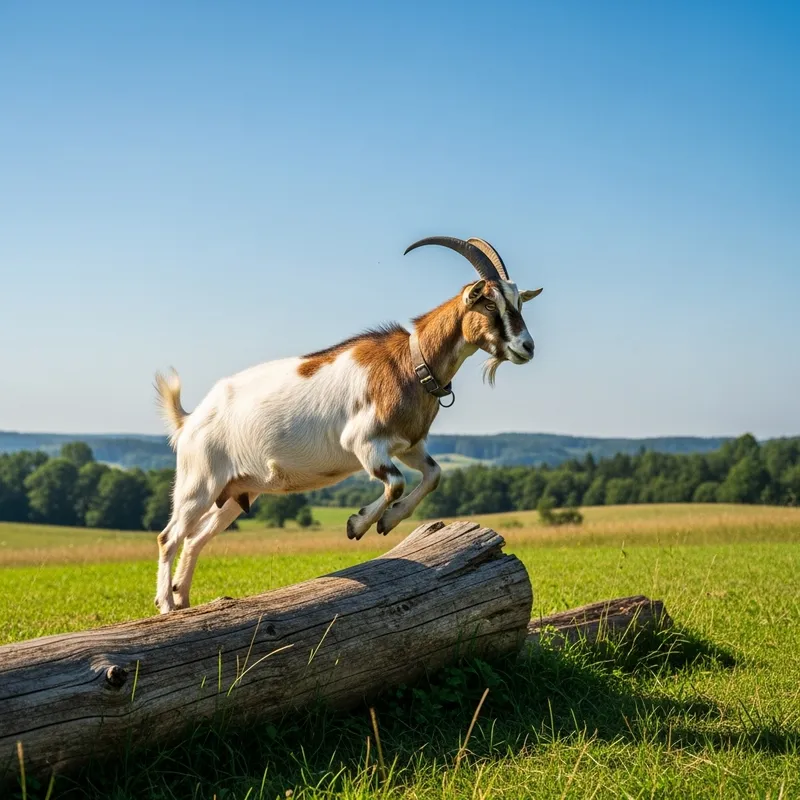 Graceful Goat Leaping Over Log Graceful Goat Leaping Over Log