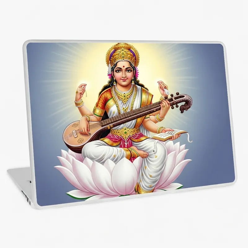 Saraswathi Goddess Laptop Wallpaper: Divine Art and Wisdom