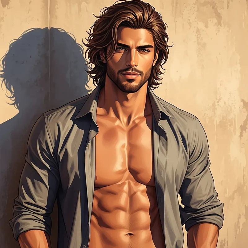 Attractive Long-Haired Middle-Eastern Man with Brown Hair | Fit Physique