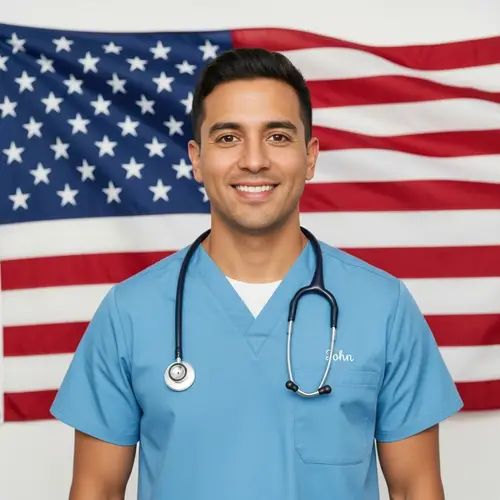 Proud Hispanic Nurse Celebrates American Spirit