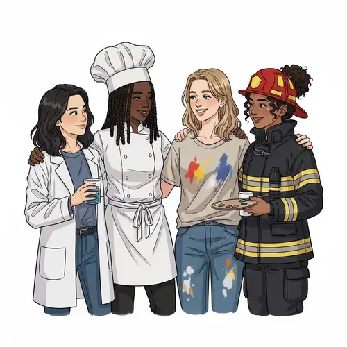 Enchanting Illustration of Diverse Female Friends Sharing Joy