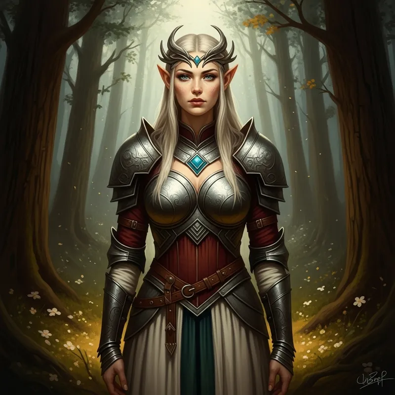 Elven Woman in Enchanted Forest - Captivating Fantasy Art