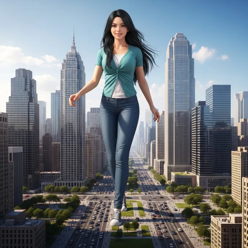 Majestic Giantess in Urban Harmony