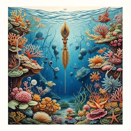 Surreal Underwater Scene with Colorful Coral Reefs and Exotic Marine Creatures