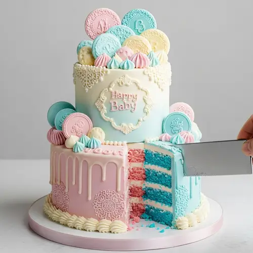 Gender Reveal Party Cake | Beautifully Decorated with Pastel Colors