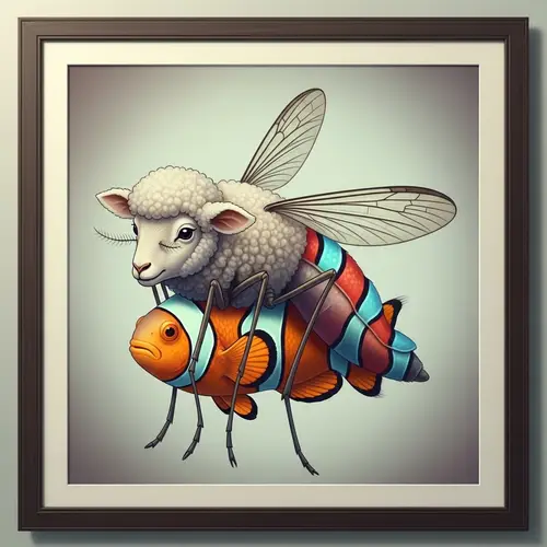 Whimsical Hybrid Creature: Insect, Mammal & Fish