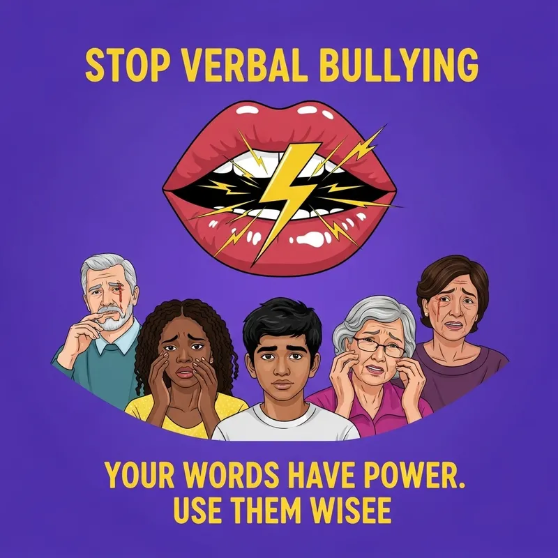 Impactful Poster About Verbal Bullying: Stop the Harmful Words
