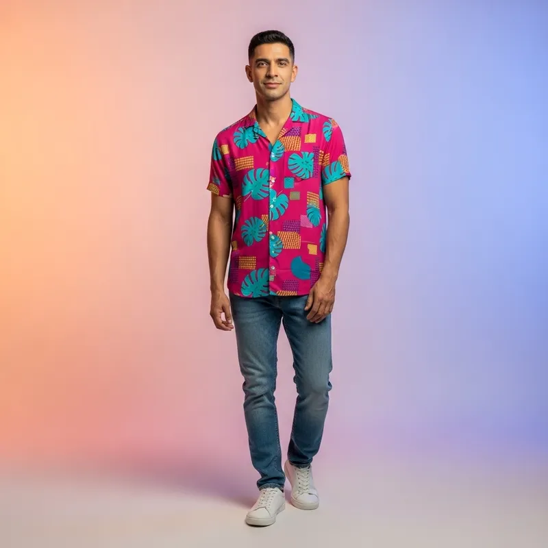 Álvaro Sanz Fashion Portrait | Stylish Hispanic Man in Vibrant Outfit