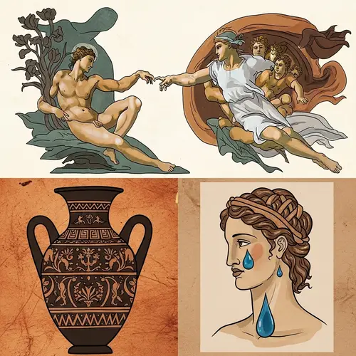 Greek-Style Artwork: Creation of Adam and Tear of Lucifer Remix