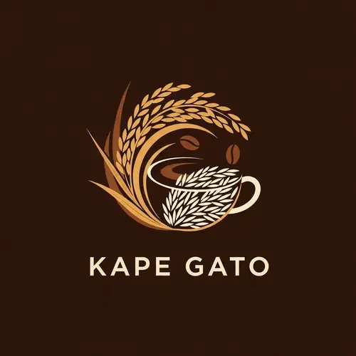 KAPE GATO: Aesthetic Rice Coffee Logo for Warmth and Energy