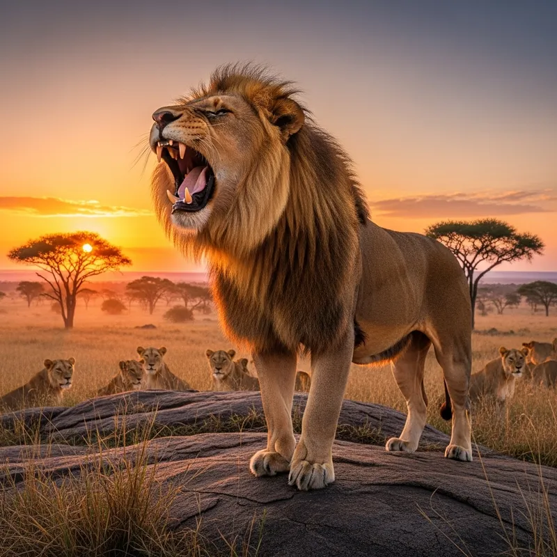 Majestic Lion Demonstrating Leadership - Wildlife Photography