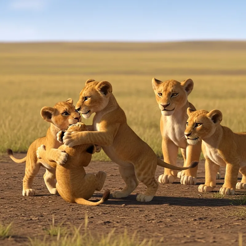 Adorable Lion Cubs Playing in the Sun - Disney's The Lion King Animation
