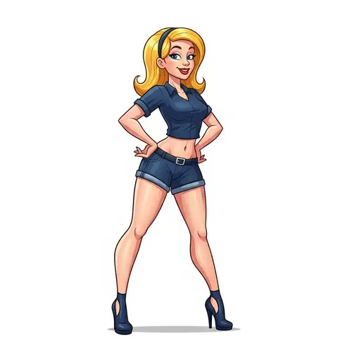 Playful Pin-Up Art of a Vibrant Caucasian Female - Digital Painting