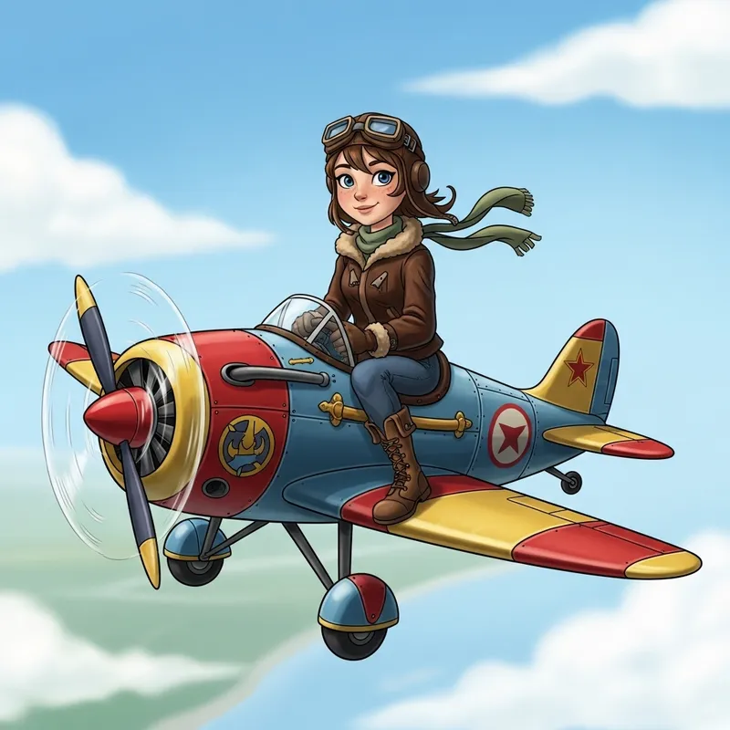 Whimsical Ghibli-Inspired Girl Pilot | Cartoon Character Design Whimsical Ghibli-Inspired Girl Pilot | Cartoon Character Design