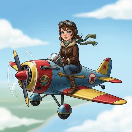 Whimsical Ghibli-Inspired Girl Pilot | Cartoon Character Design