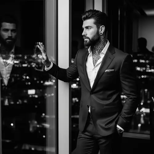 Charismatic Italian Man In Stylish Suit | Noir Composition