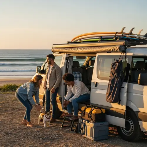 Couple and Jack Russell Traveling Australia in a Van