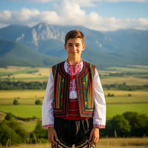Traditional Bulgarian Teenager | Scenic Countryside View