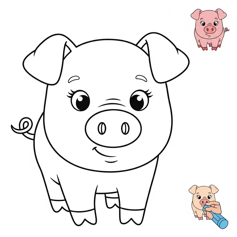 Cute and Friendly Piglet Coloring Page for Kids