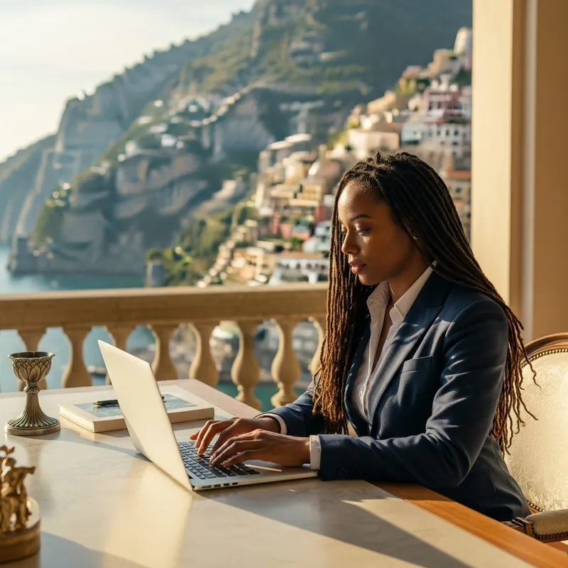Elegant African American Businesswoman in Historic Italian Villa | Amalfi Coast Beauty
