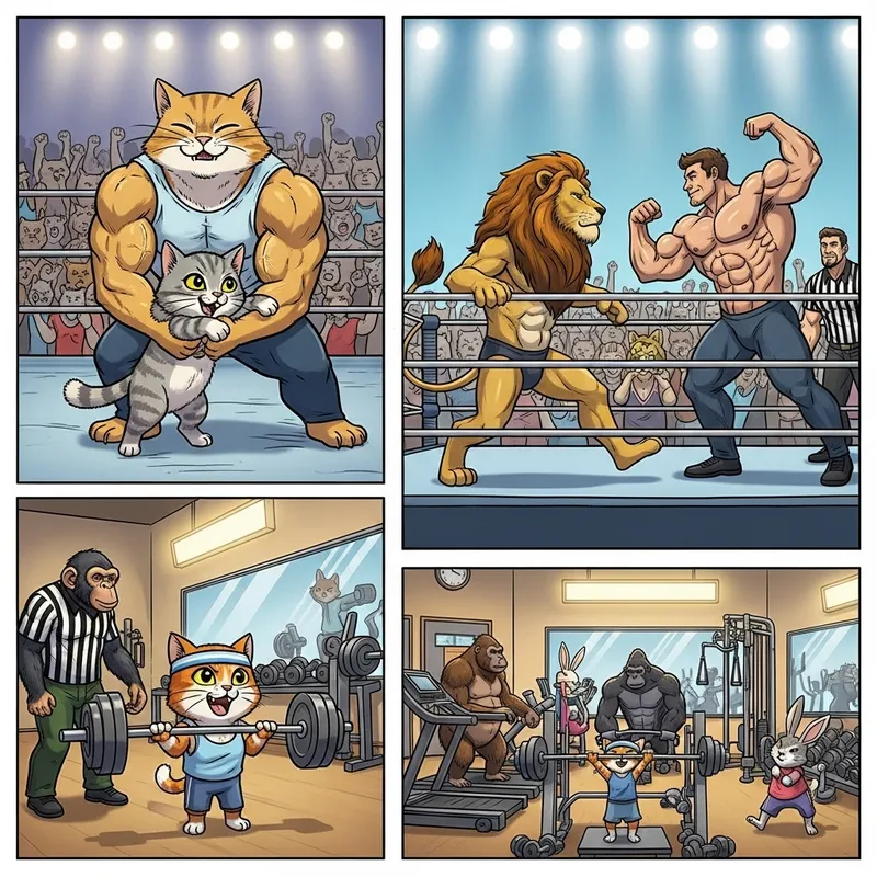 Playful Cat Wrestling: Fitness Journey Begins