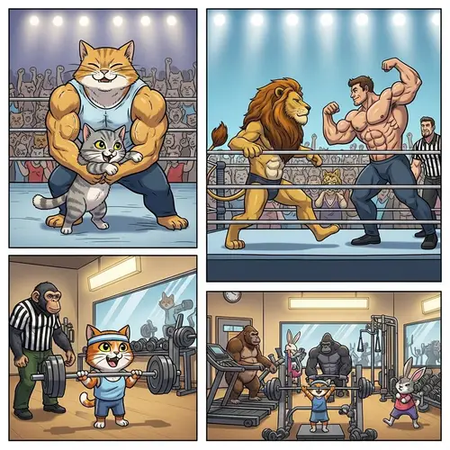 Playful Cat Wrestling: Fitness Journey Begins